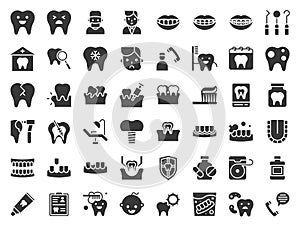 Dentist and dental clinic related solid icon