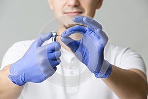 Dentist with dental handpiece