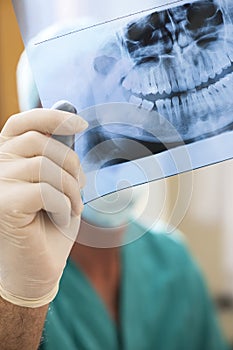 Dentist Examining X-Ray