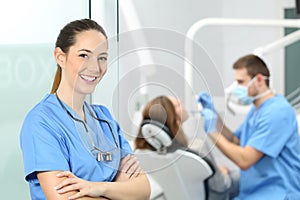 Dentist female posing at consultation