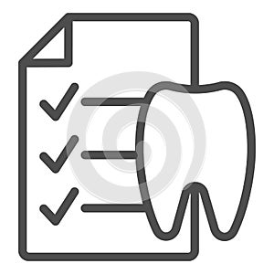 Dentist history line icon. Medical history vector illustration isolated on white. Stomatology document outline style