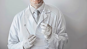 The dentist holding dental tools.AI generated image