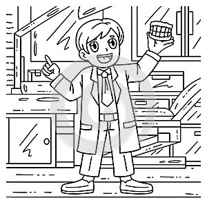 Dentist Holding Dentures Coloring Page for Kids