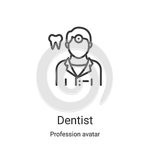 dentist icon vector from profession avatar collection. Thin line dentist outline icon vector illustration. Linear symbol for use