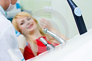 Dentist office, driilling machine, patient visit