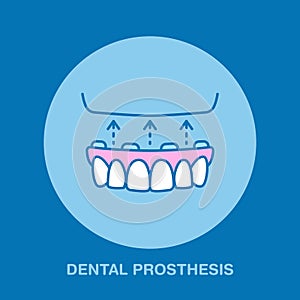 Dentist, orthodontics line icon. Dental prosthesis, tooth orthopedics sign, medical elements. Health care thin linear