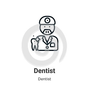 Dentist outline vector icon. Thin line black dentist icon, flat vector simple element illustration from editable dentist concept