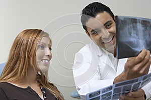 Dentist And Patient Examining X-ray