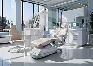 Dentist\'s cabinet, equipped with state-of-the-art dental instruments for comprehensive oral care. Generative Ai