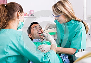 Dentist and scared patient