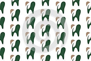 Dentist Seamless Pattern Design. Vector Pattern Template. Repeating geometric pattern illustration of a tooth with a negative leaf