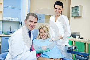 Dentist showing dental mold
