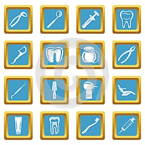 Dentist stomatologist icons set sapphirine square photo