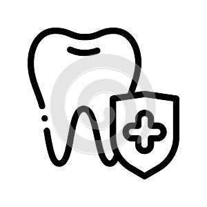 Dentist Stomatology Tooth Protection Vector Icon photo