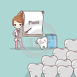 Dentist teach teeth use floss