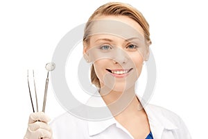 Dentist with tools