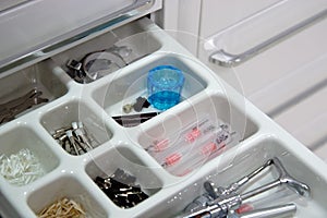 Dentist tools in drawer 8