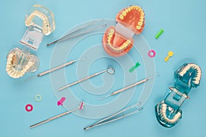 Dentist tools and orthodontic.
