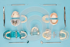 Dentist tools and orthodontic.
