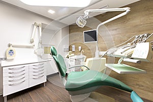 Dentist tools and professional children dentistry chair