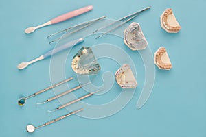 Dentist tools and prosthodontic.