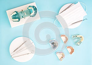 Dentist tools and prosthodontic.