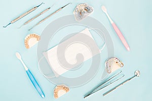 Dentist tools and prosthodontic.