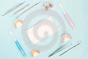 Dentist tools and prosthodontic. photo