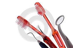 Dentist tools and toothbrushes