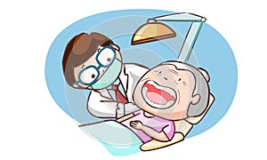 Dentist treat grandmother in the clinic