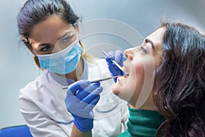 Dentist woman working.