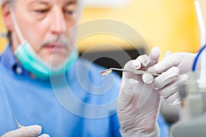 Dentist at work in his studio