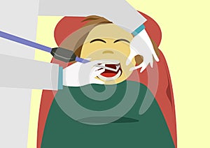 Dentist working flat vector design concept