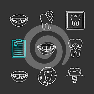 Dentistry chalk icons set