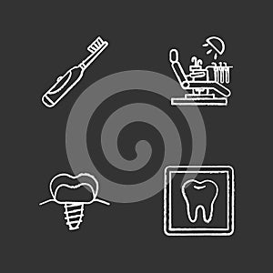 Dentistry chalk icons set