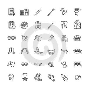 Dentistry and dental care. Vector icons