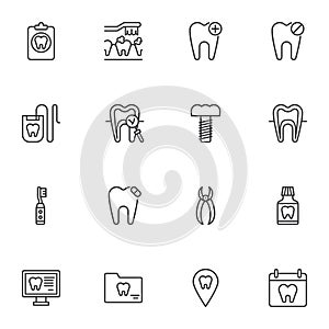 Dentistry line icons set