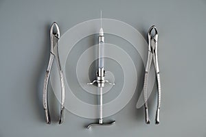 Dentistry medical tools forcept upper lower.