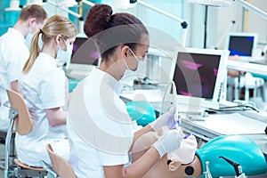 Dentistry students having practice