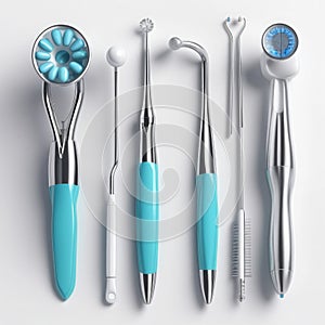 Dentists medical instruments on white background