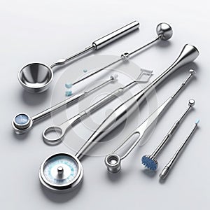 Dentists medical instruments on white background