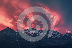 Dents du midi mountain range sundown