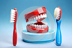 Denture cleaning toothbrush mouth oral hygiene care wellness