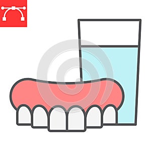 Denture color line icon, dental and stomatolgy, dentures sign vector graphics, editable stroke filled outline icon, eps