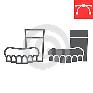 Denture line and glyph icon, dental and stomatolgy, dentures sign vector graphics, editable stroke linear icon, eps 10.