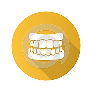 Dentures flat design long shadow glyph icon