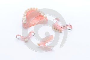 Dentures on white background