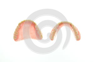 Dentures on white background