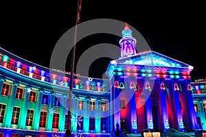 Denver City and County Building illuminated at night, Colorado.