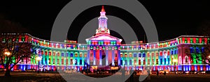 Denver City and County Building illuminated at night, Colorado.